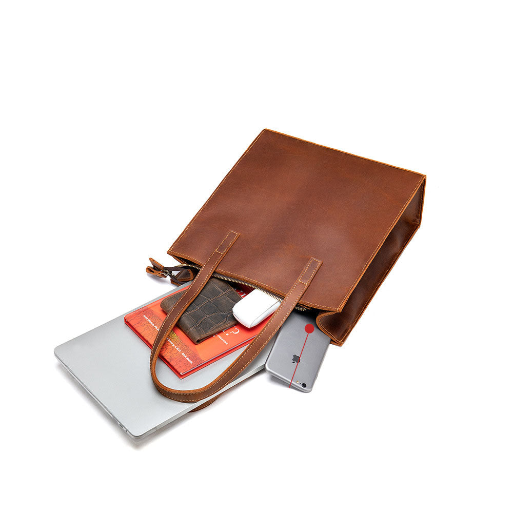 Genuine Leather Work Tote Bag