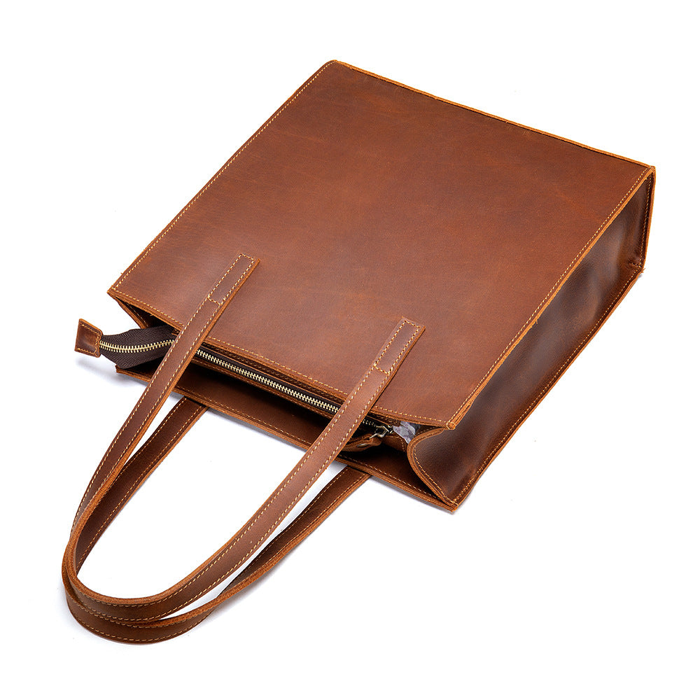 Genuine Leather Work Tote Bag