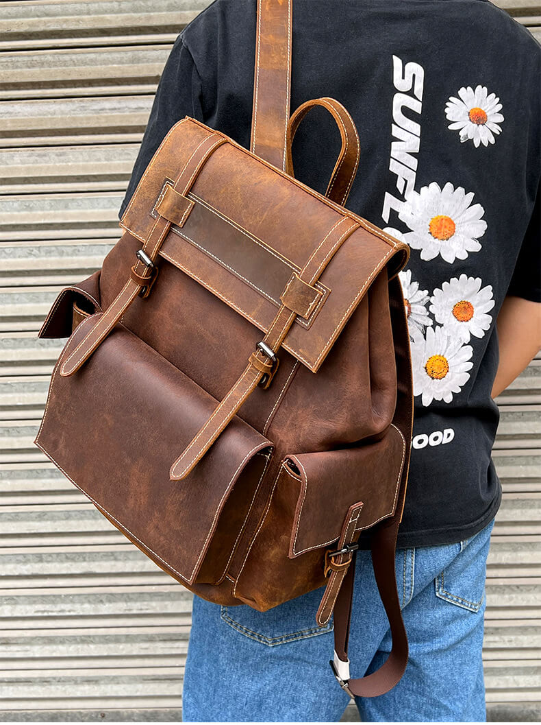 Crazy Horse Leather Backpack
