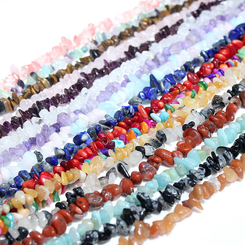 easyso 5-8mm natural stone crystal rose quartz amethyst agate garnet irregular long strip beads DIY accessories gravel