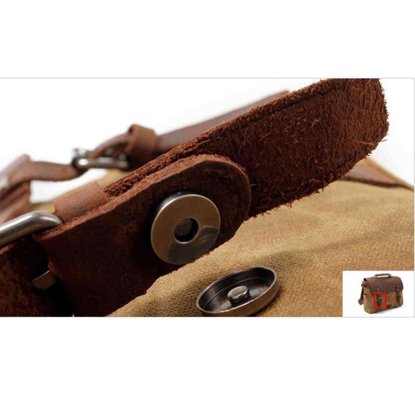 Canvas Camera Bag With Vintage Leather Cover