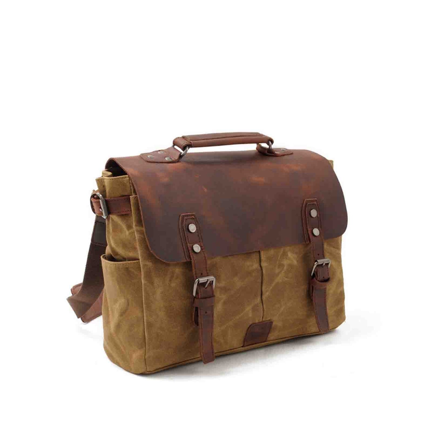 Canvas Camera Bag With Vintage Leather Cover