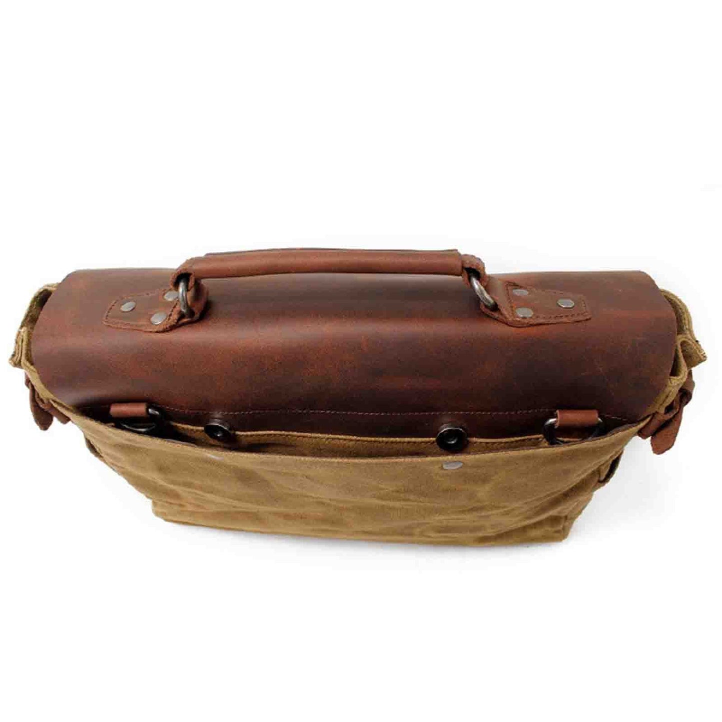 Canvas Camera Bag With Vintage Leather Cover
