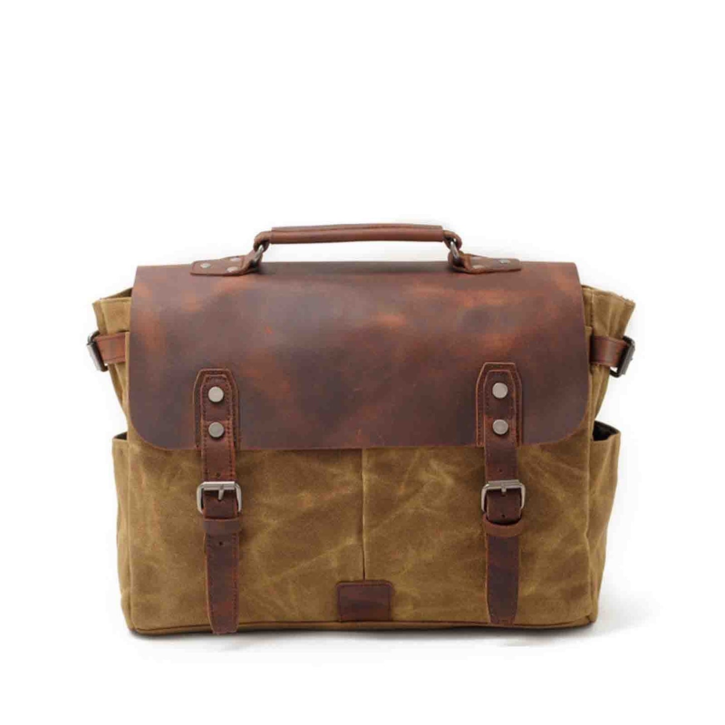 Canvas Camera Bag With Vintage Leather Cover