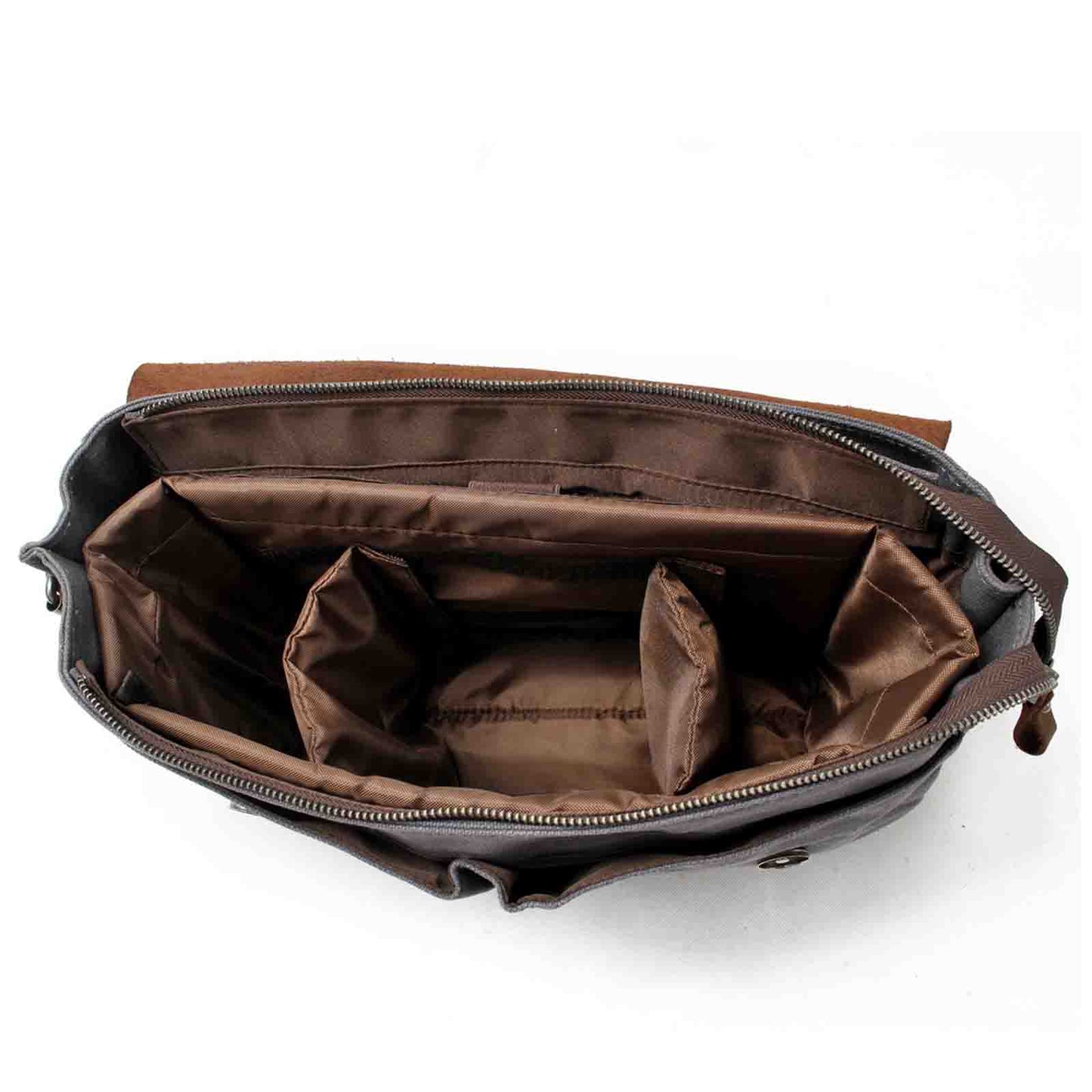 Canvas Camera Bag With Vintage Leather Cover