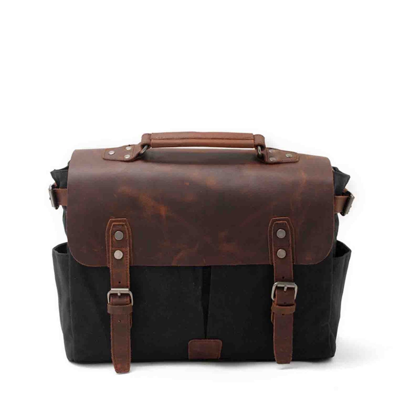 Canvas Camera Bag With Vintage Leather Cover