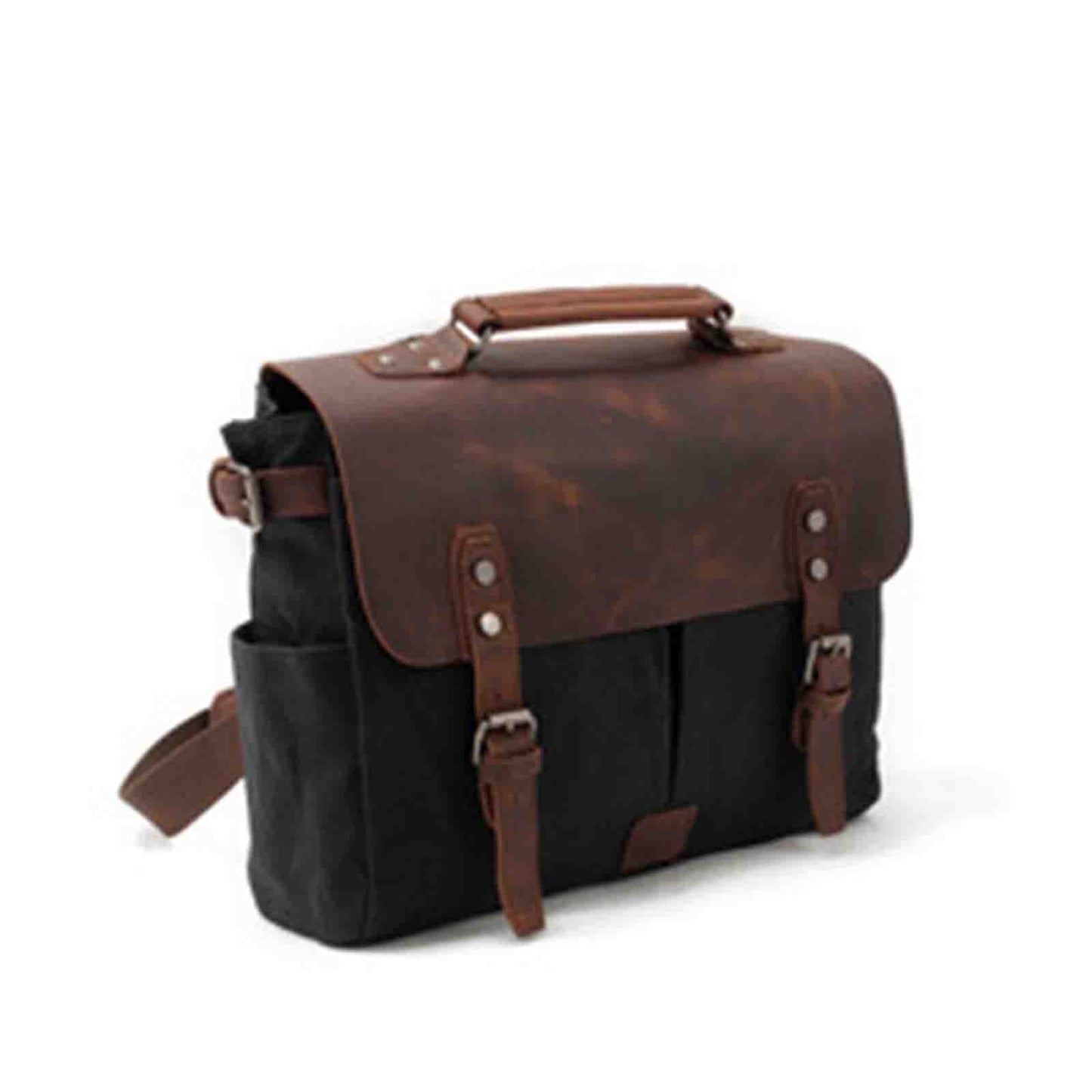 Canvas Camera Bag With Vintage Leather Cover