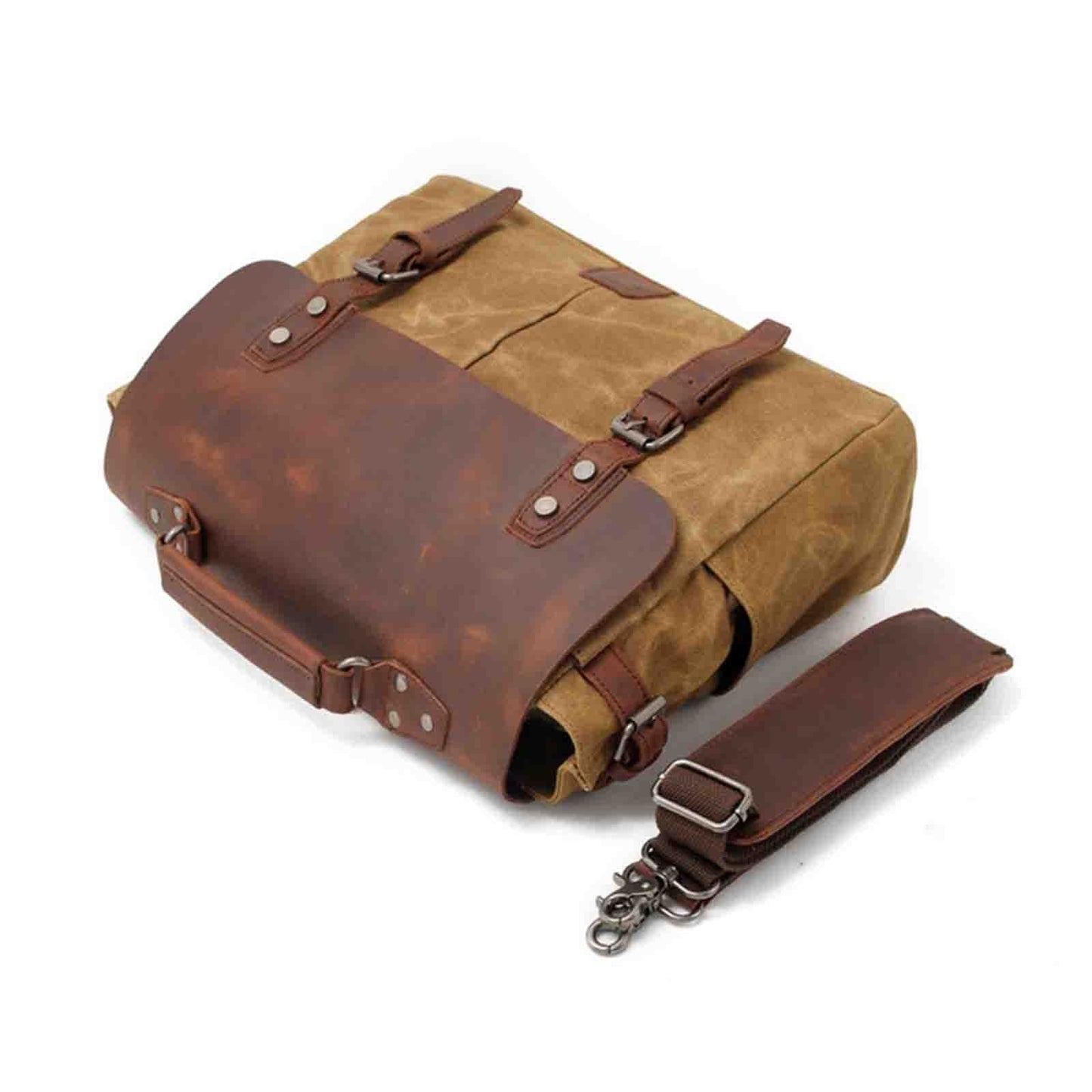 Canvas Camera Bag With Vintage Leather Cover