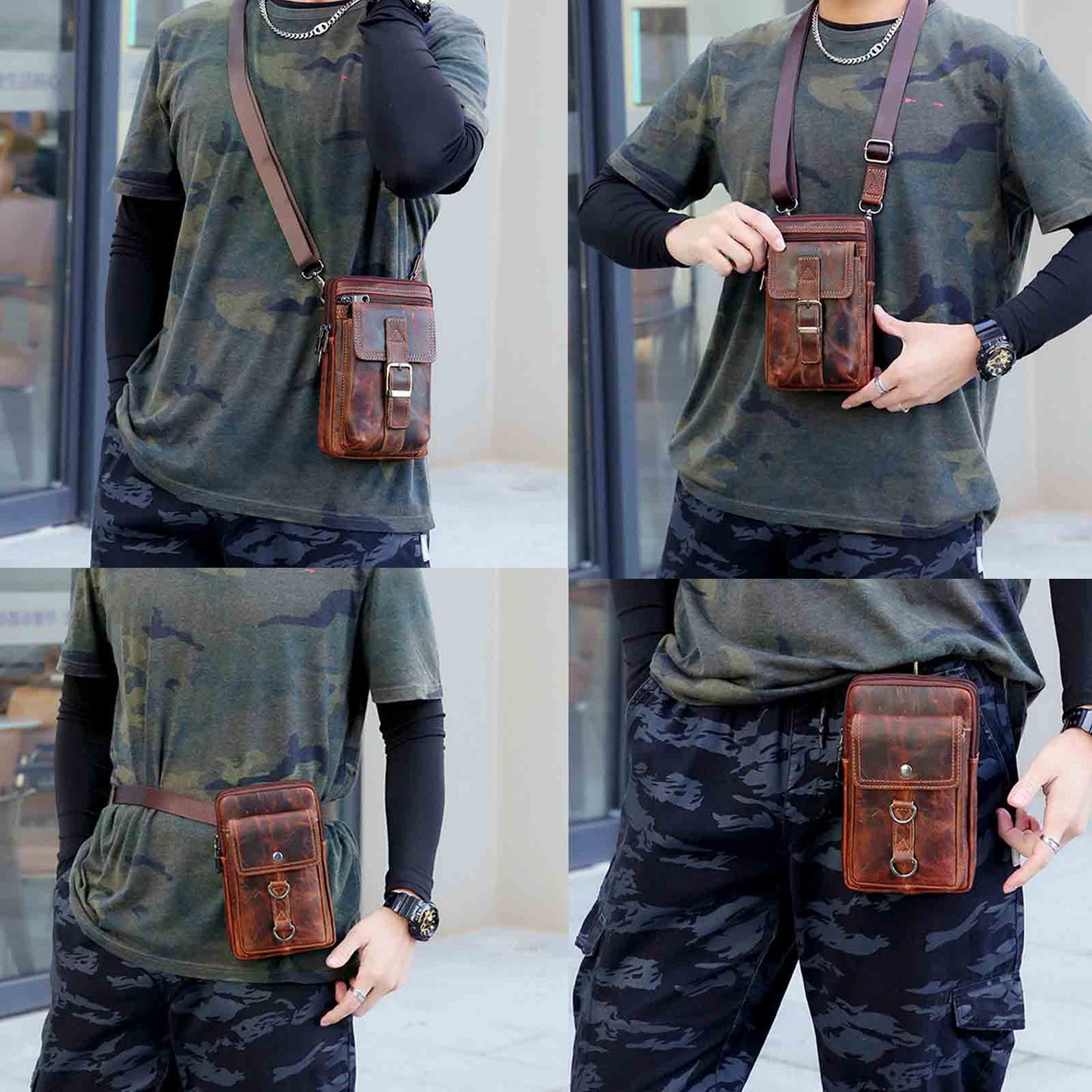 Genuine Leather Cellphone Belt Bag