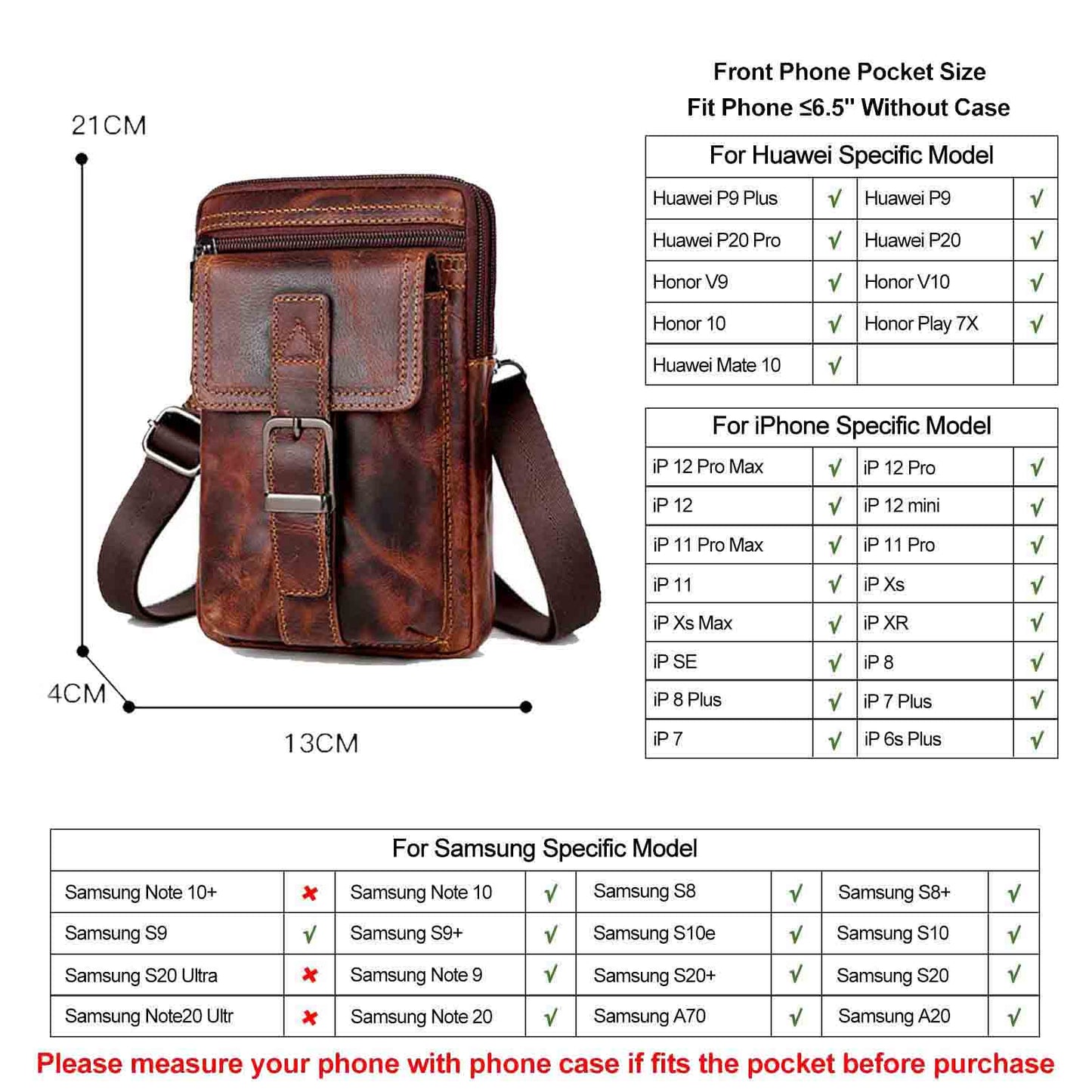 Genuine Leather Cellphone Belt Bag