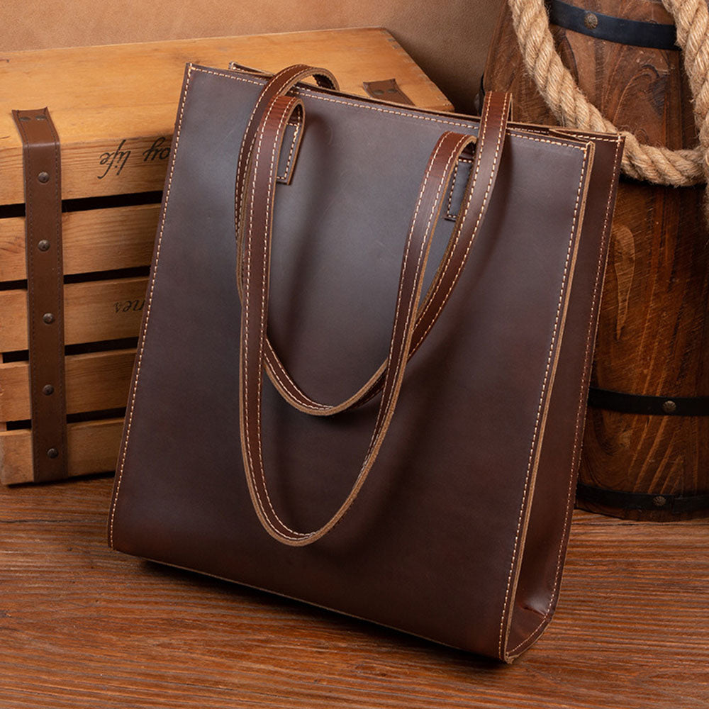 Genuine Leather Work Tote Bag