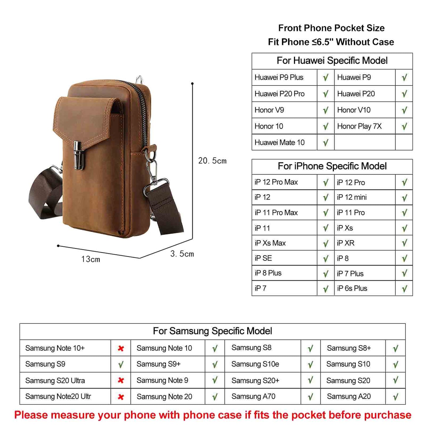 Genuine Leather Cellphone Belt Bag