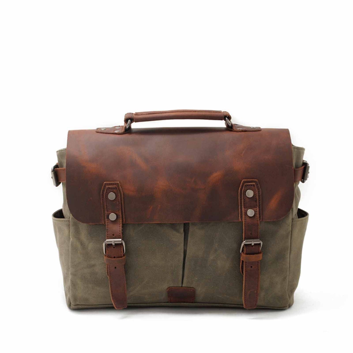 Canvas Camera Bag With Vintage Leather Cover