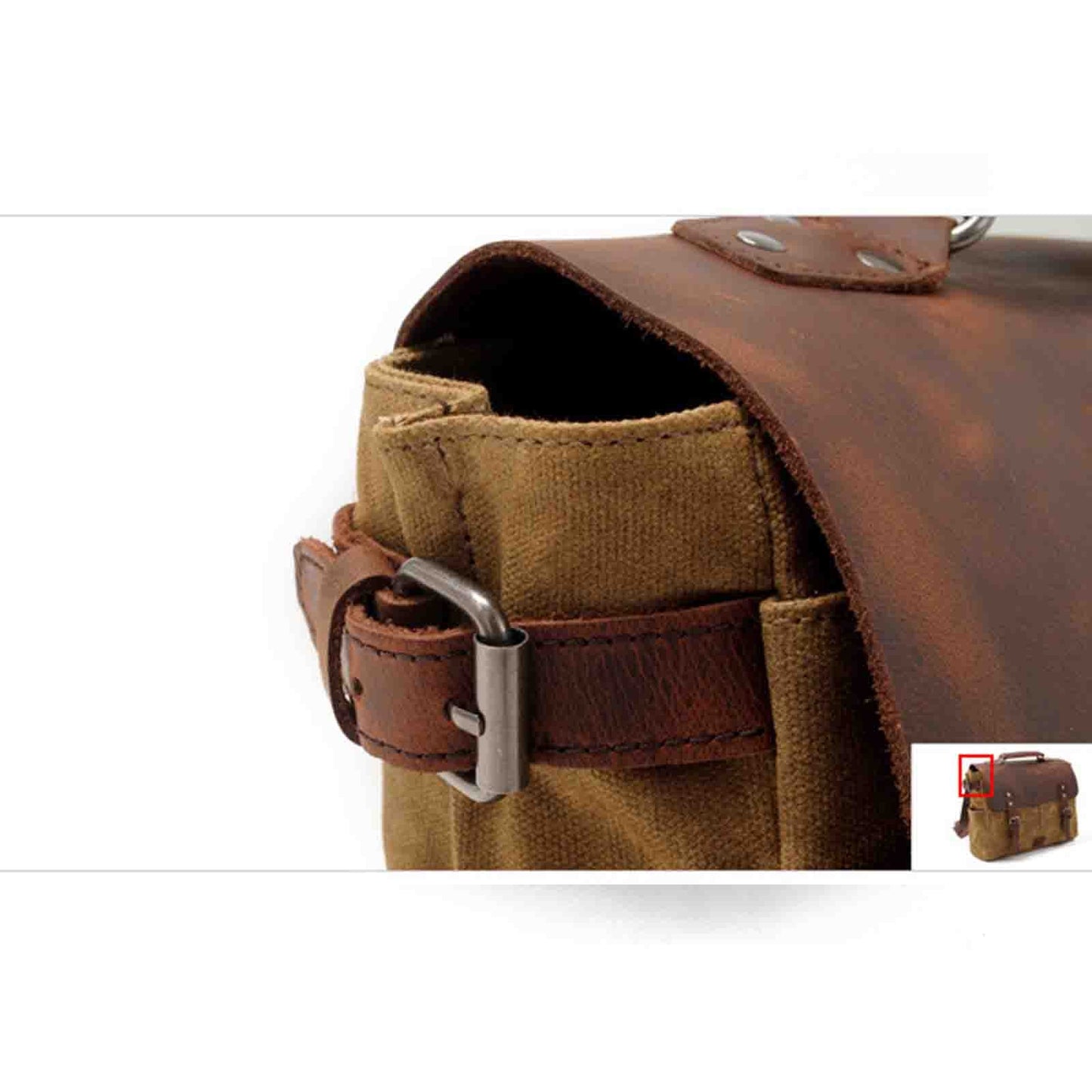 Canvas Camera Bag With Vintage Leather Cover