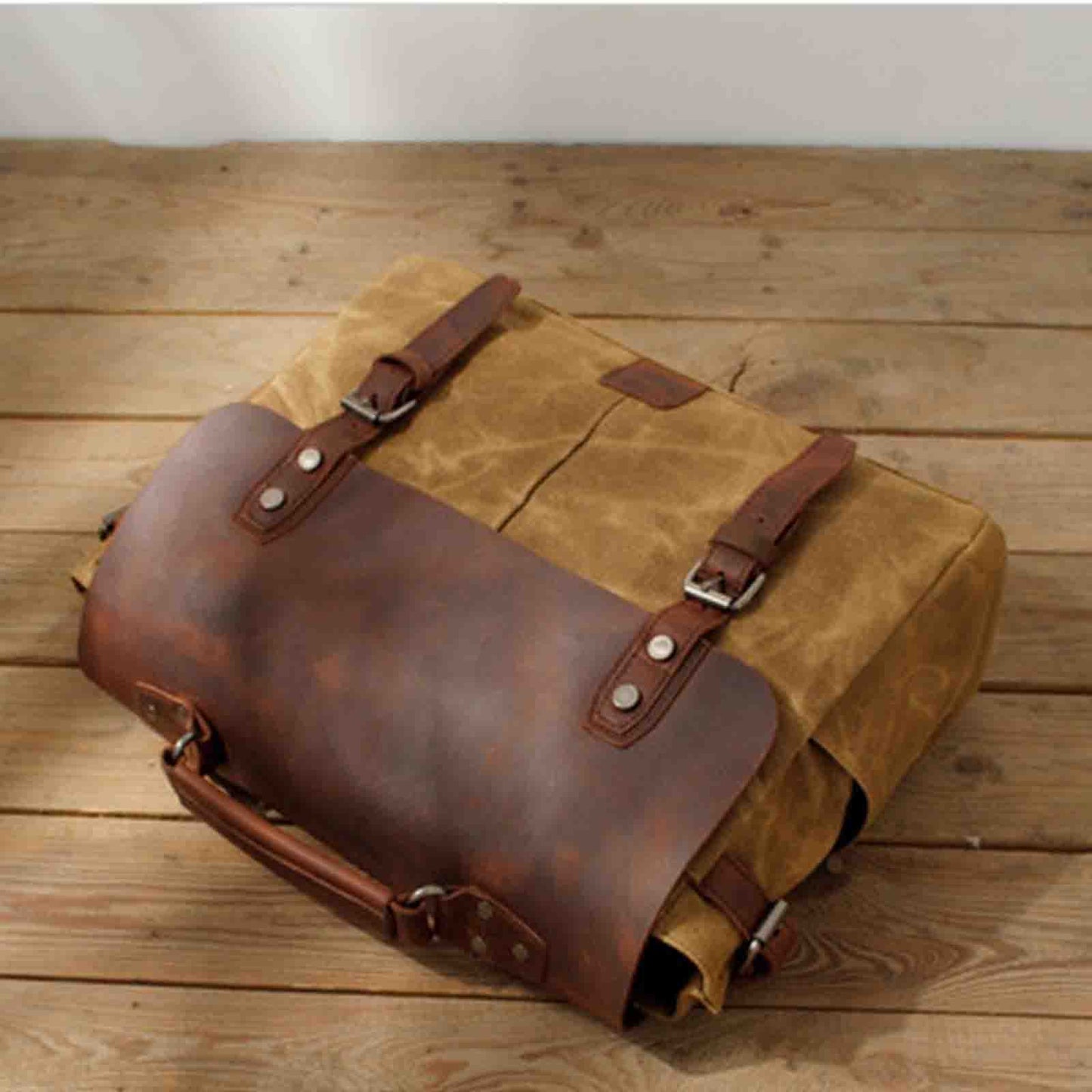 Canvas Camera Bag With Vintage Leather Cover