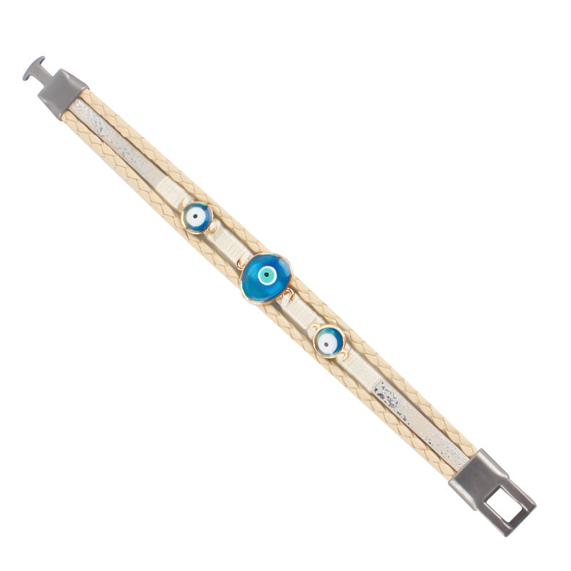easyso Cross-border bracelet original Turkish style blue eyes alloy leather bracelet bracelet multi-layer braided small accessories