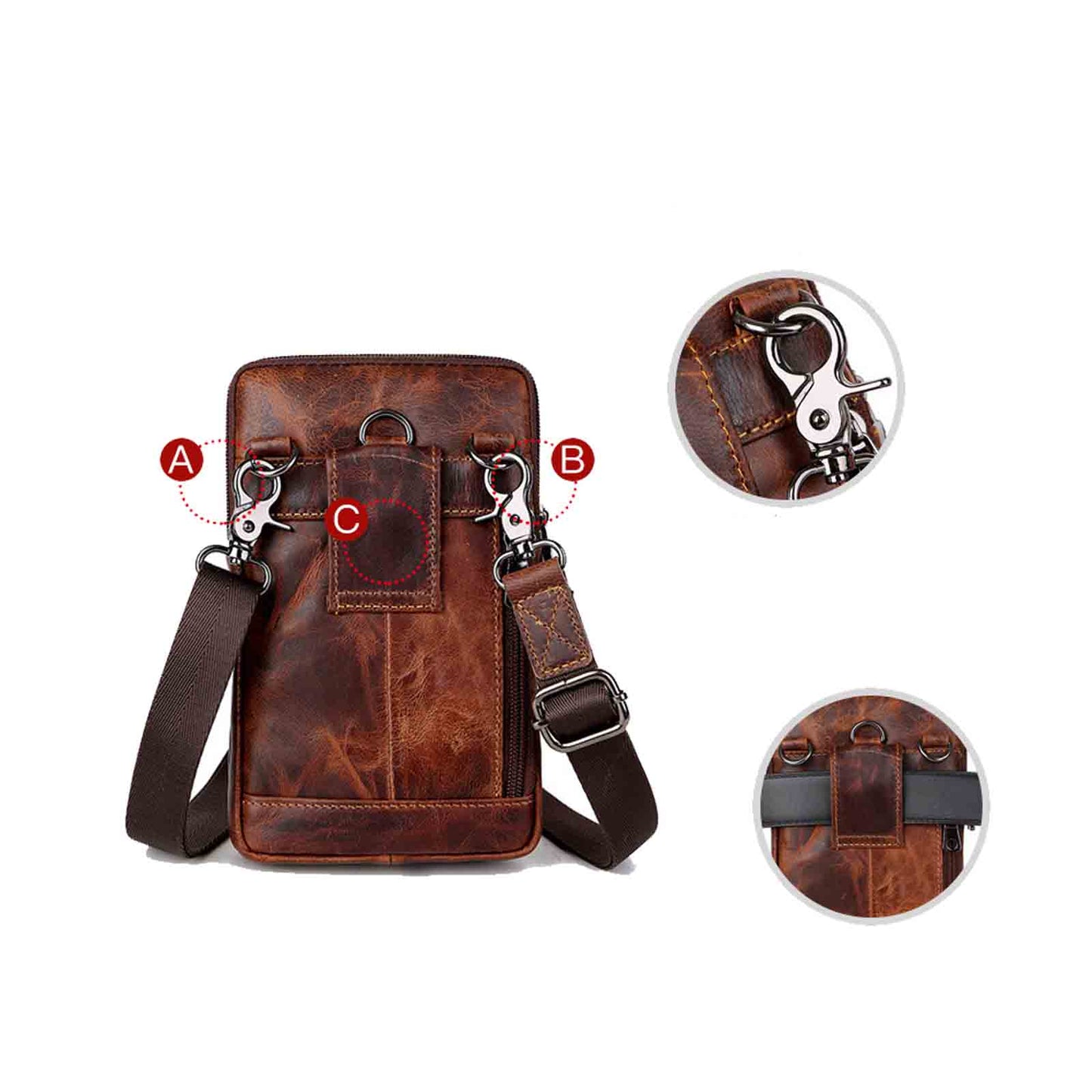 Genuine Leather Cellphone Belt Bag