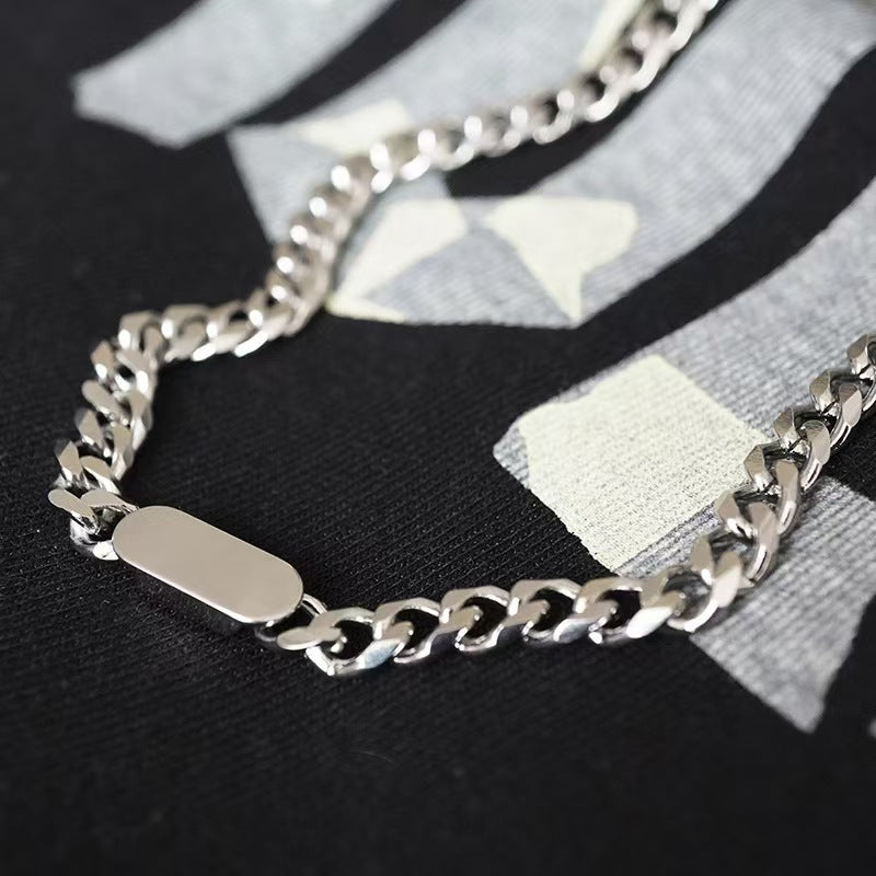 easyso titanium steel trendy necklace bracelet female hiphop Yuanfang brand Cuban necklace simple personality cold style hand accessories
