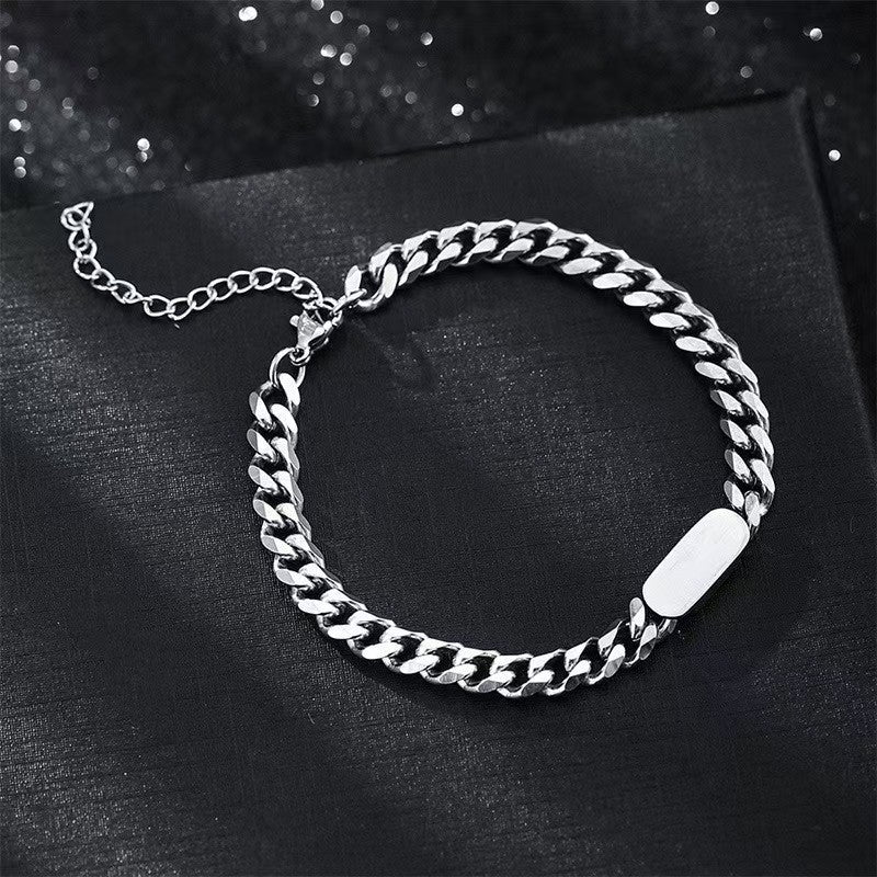 easyso titanium steel trendy necklace bracelet female hiphop Yuanfang brand Cuban necklace simple personality cold style hand accessories
