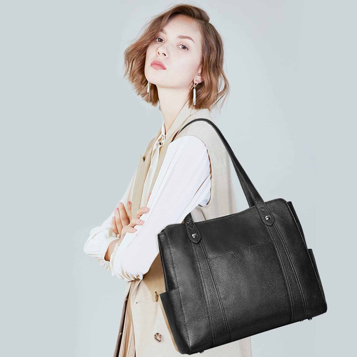 Genuine Leather Work Tote