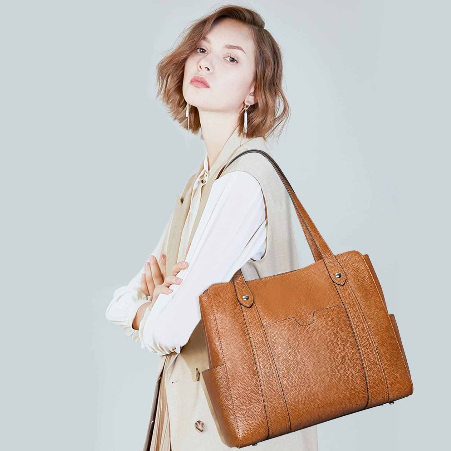 Genuine Leather Work Tote