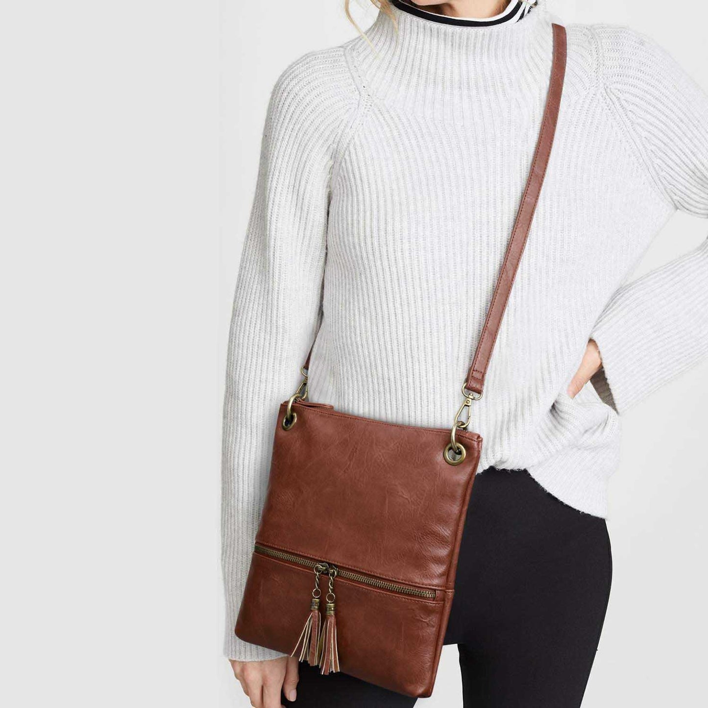 Canvas PU Leather Crossbody Bag