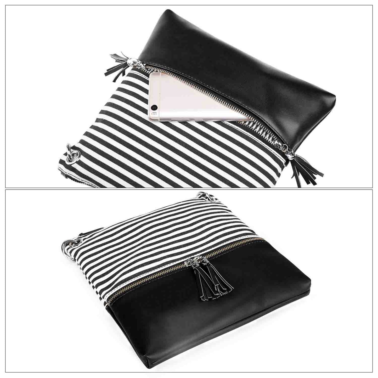 Canvas PU Leather Crossbody Bag