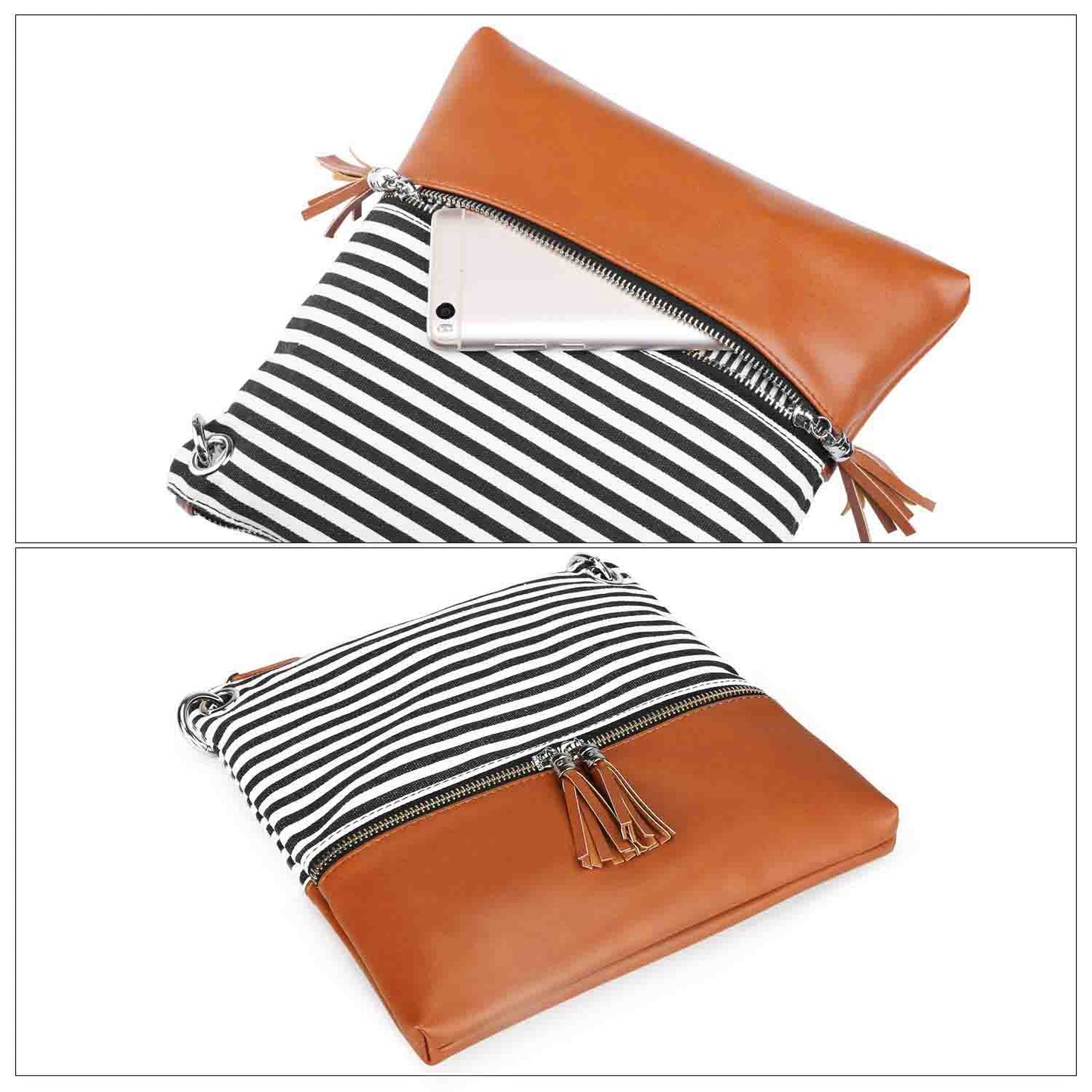 Canvas PU Leather Crossbody Bag
