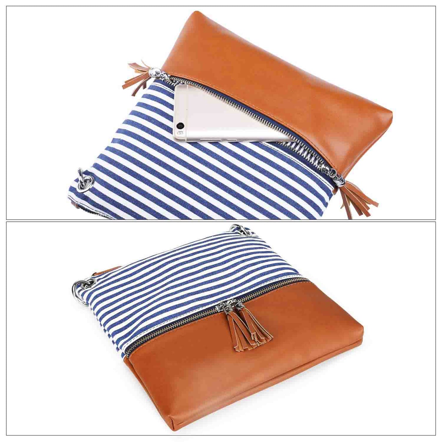 Canvas PU Leather Crossbody Bag