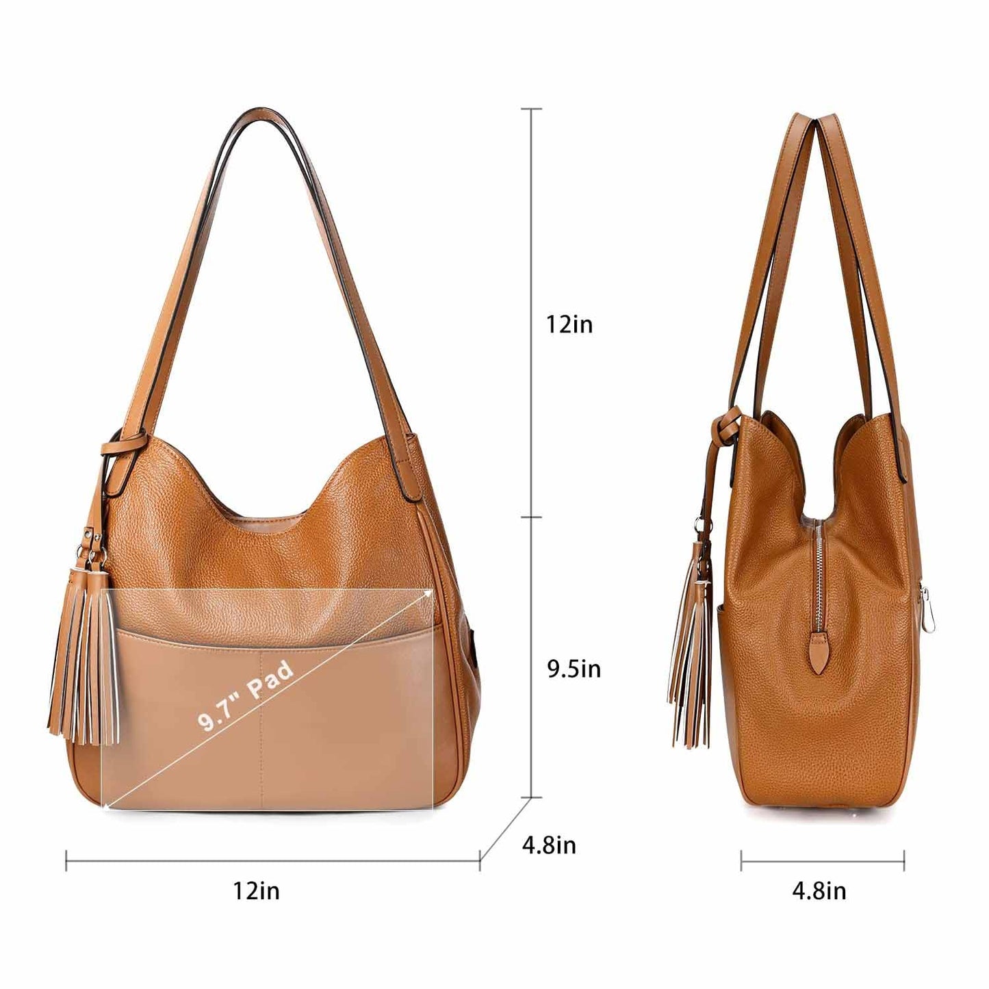 Hobo Tote Bag with Tassel