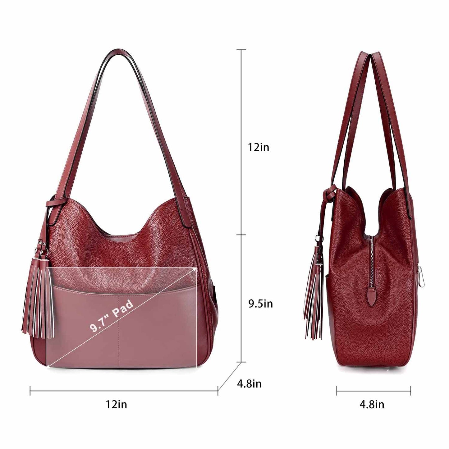 Hobo Tote Bag with Tassel