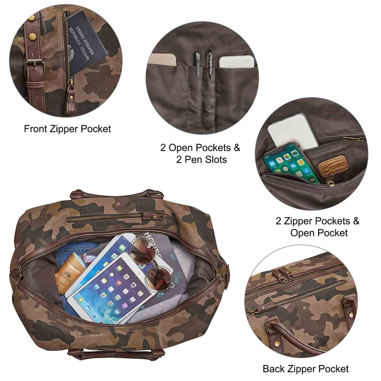 46L Canvas Camo Duffel Bag