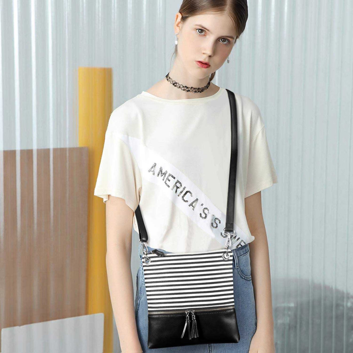 Canvas PU Leather Crossbody Bag