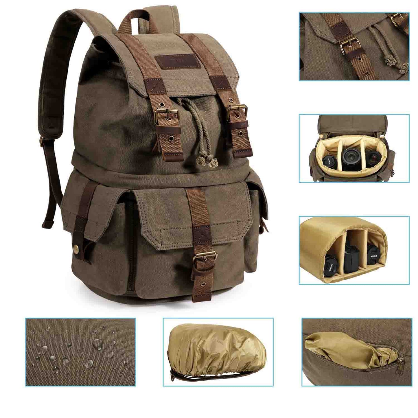 Canvas DSLR SLR Camera Backpack