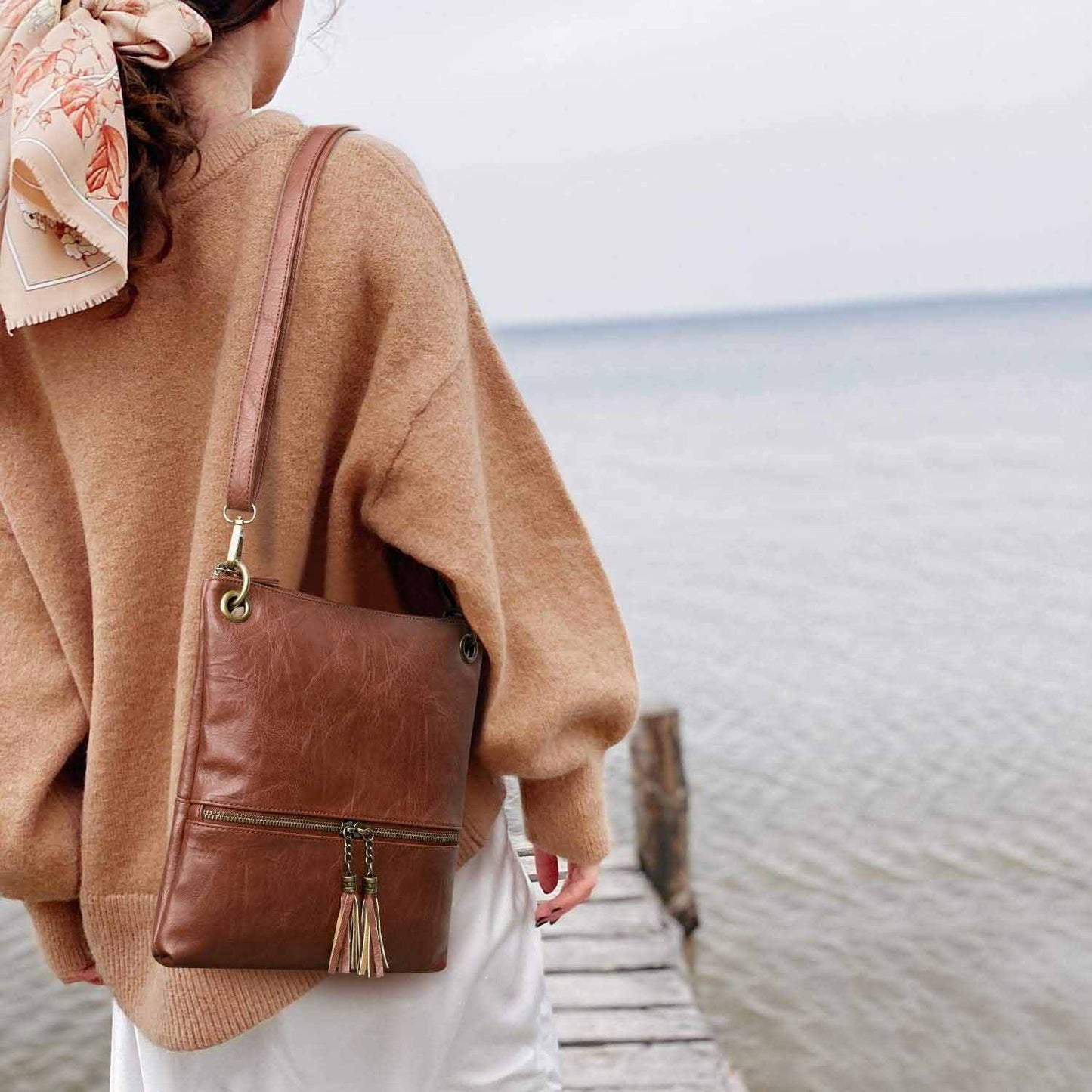 Canvas PU Leather Crossbody Bag