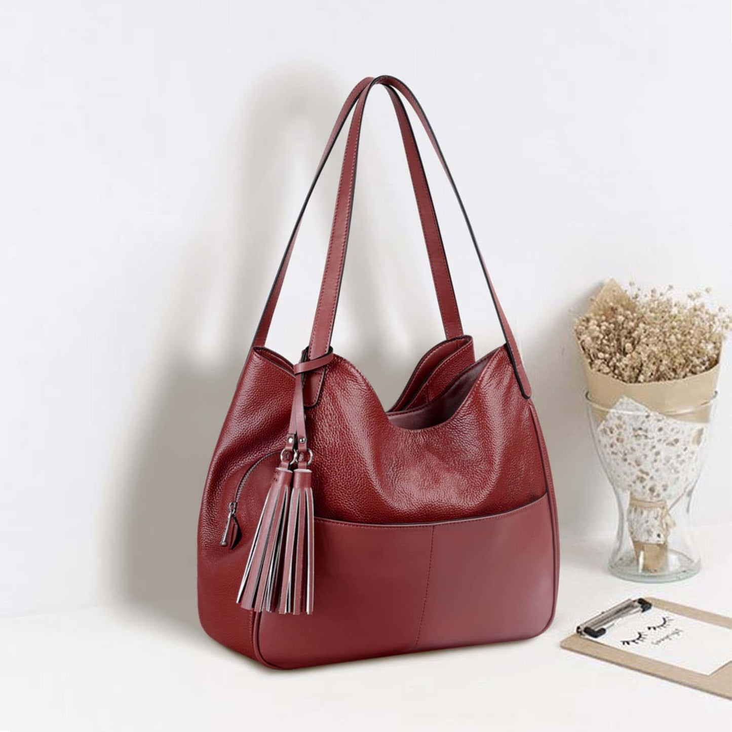 Hobo Tote Bag with Tassel