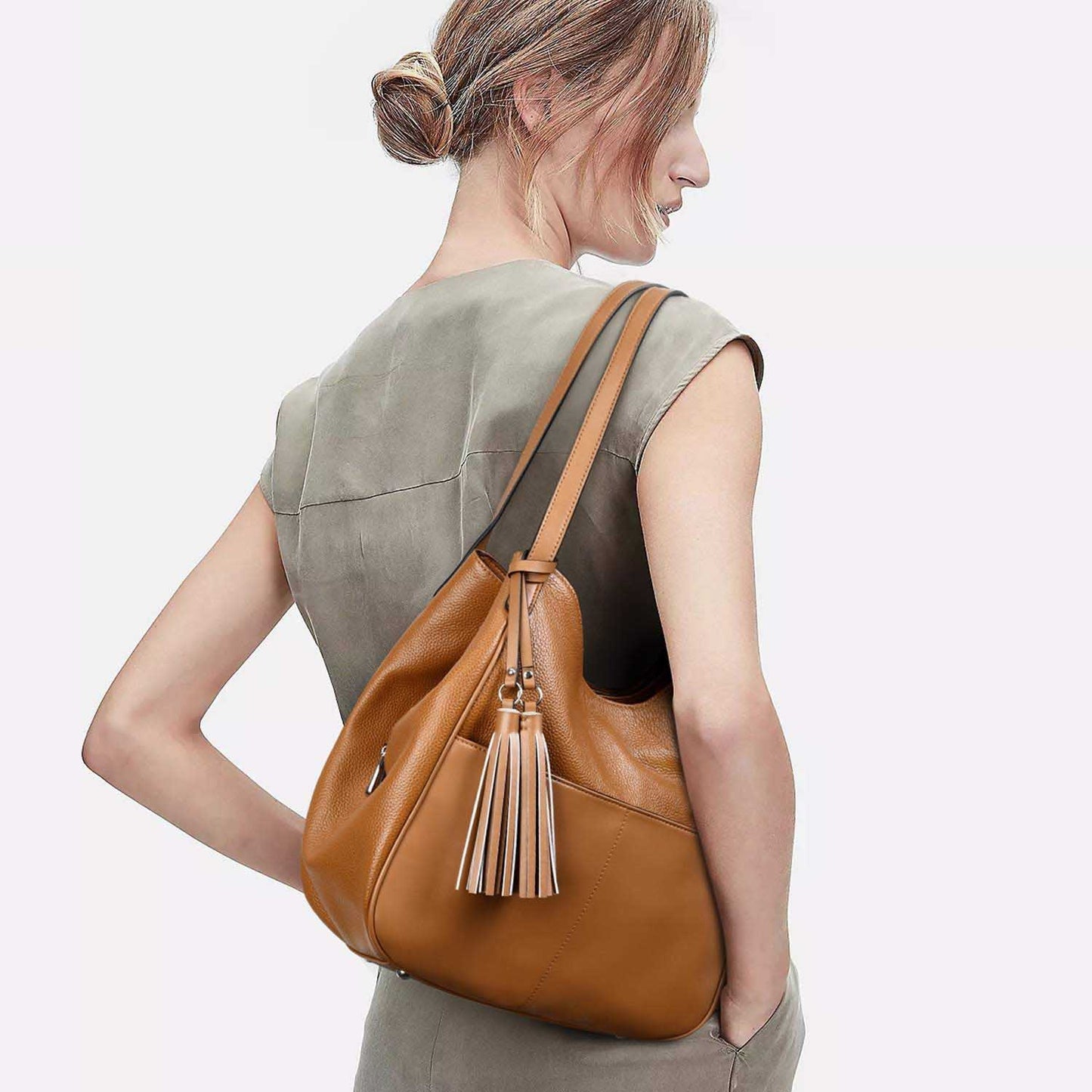 Hobo Tote Bag with Tassel
