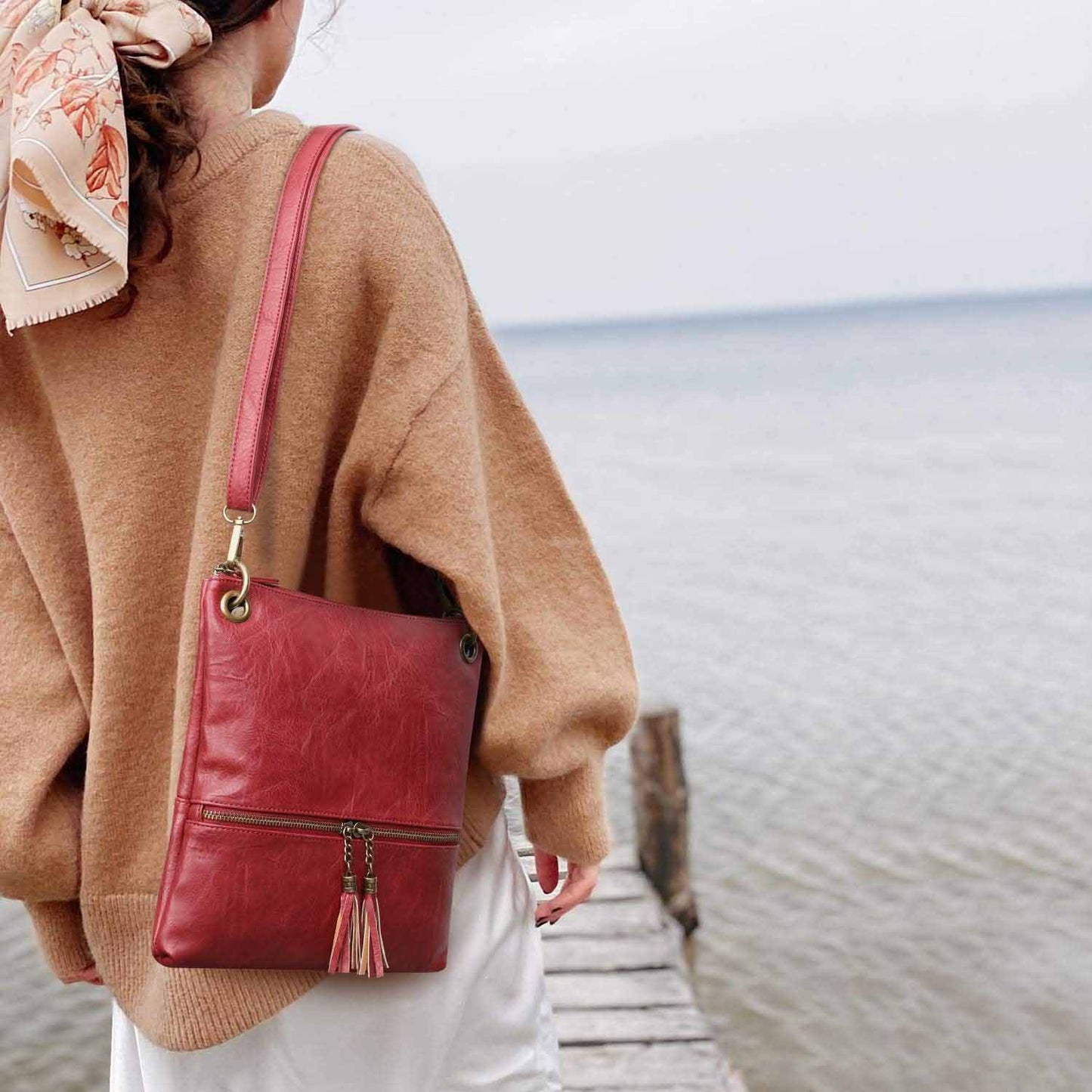 Canvas PU Leather Crossbody Bag
