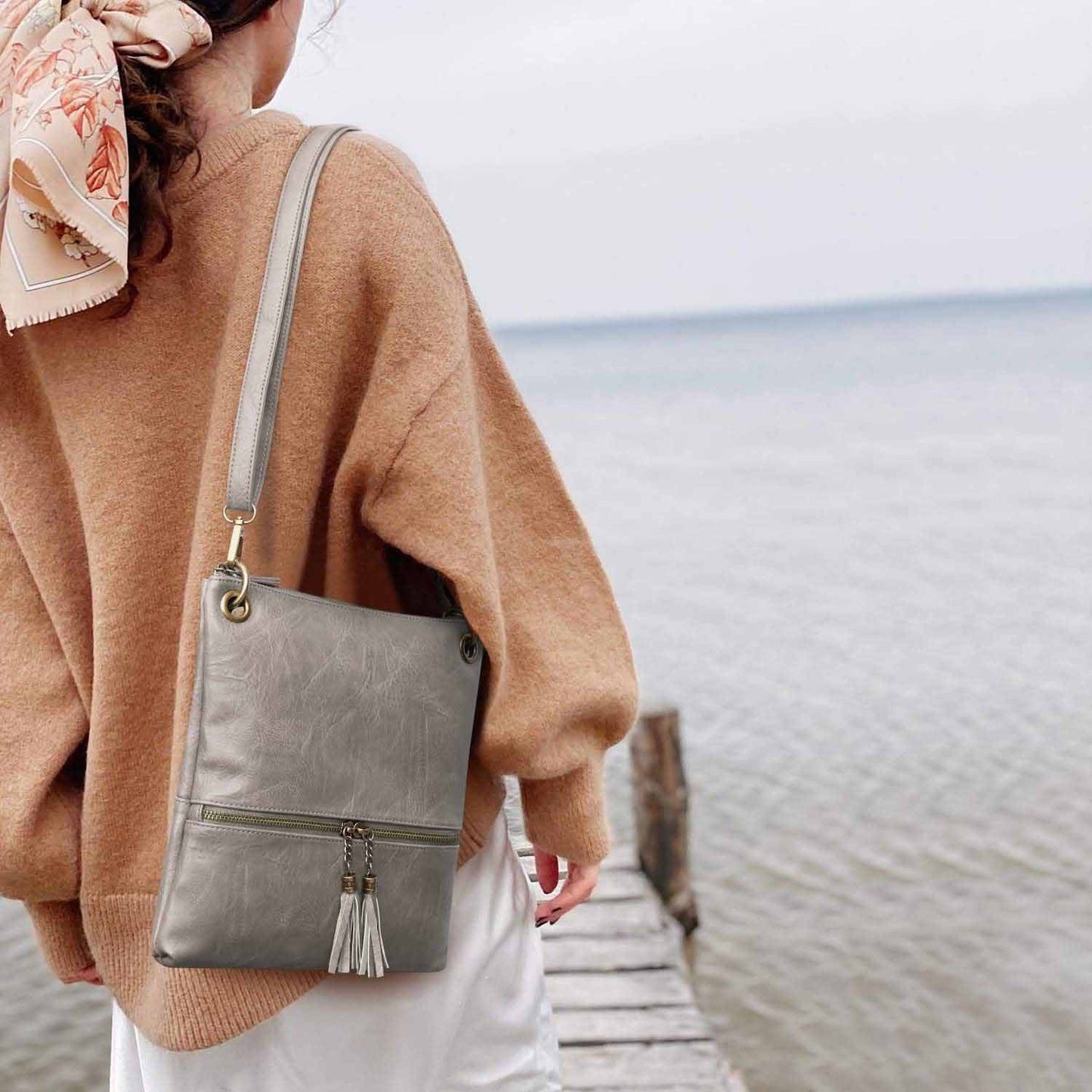 Canvas PU Leather Crossbody Bag