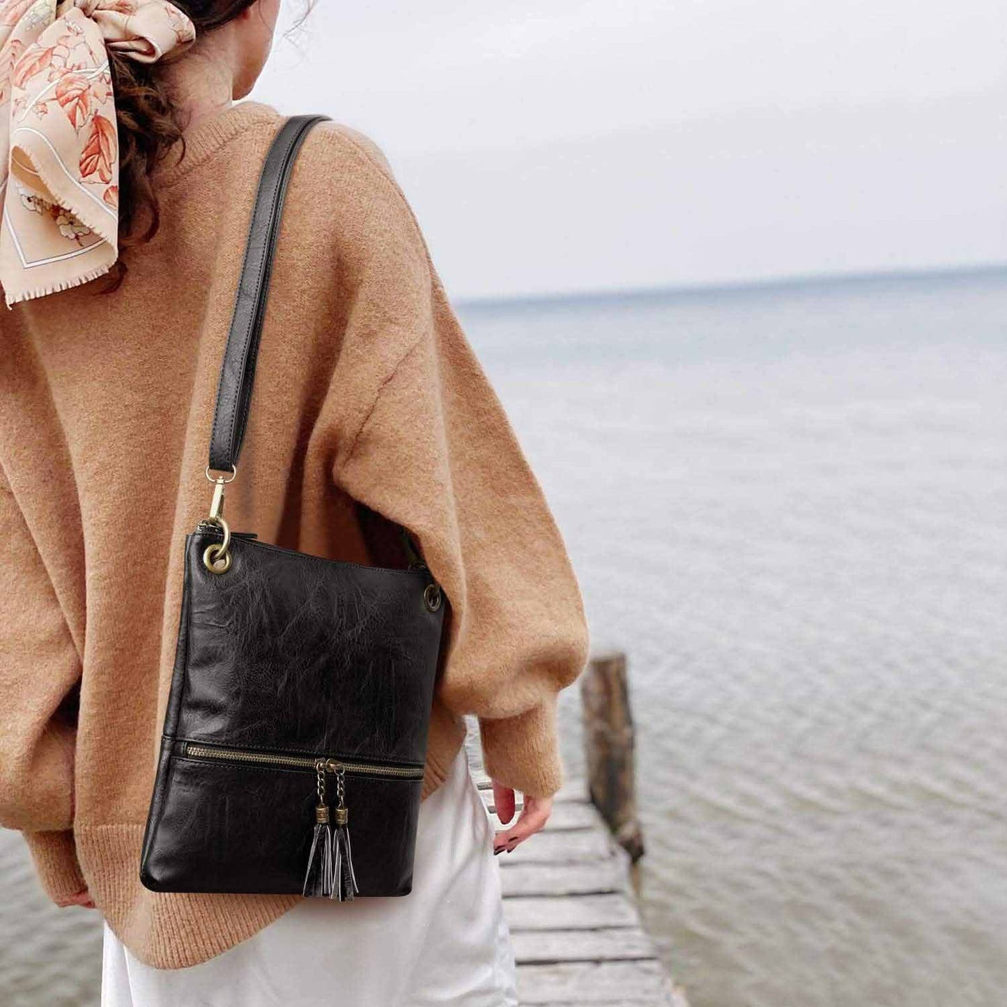 Canvas PU Leather Crossbody Bag