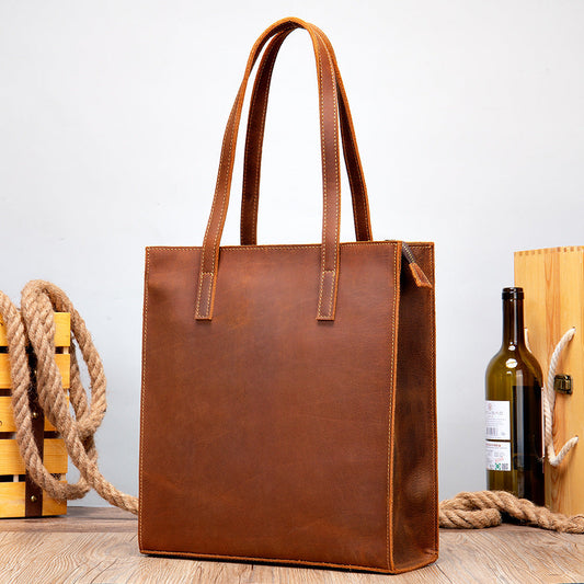 Crazy Horse Leather Work Tote