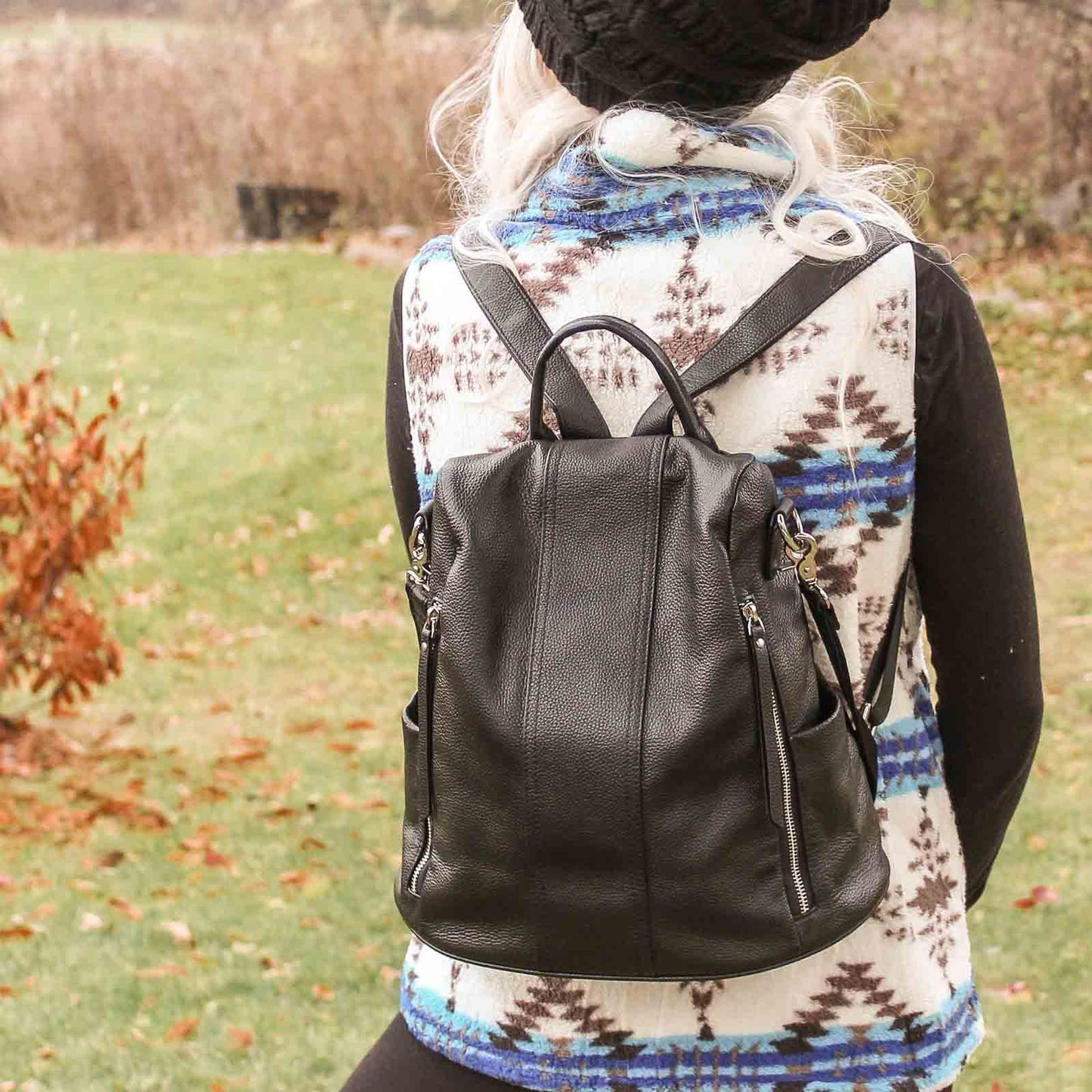 women leather backpack