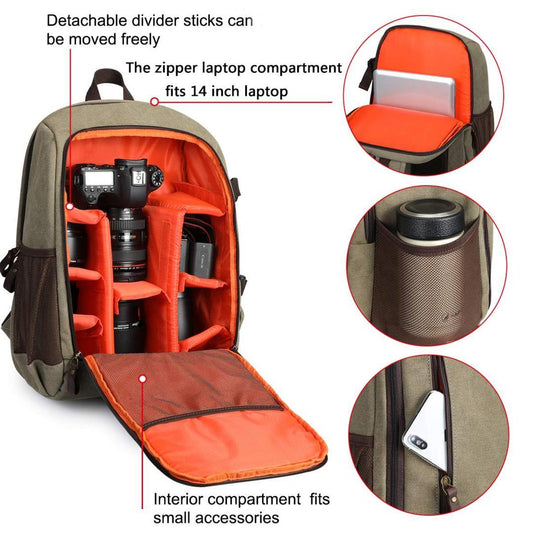 Canvas Camera Laptop Backpack