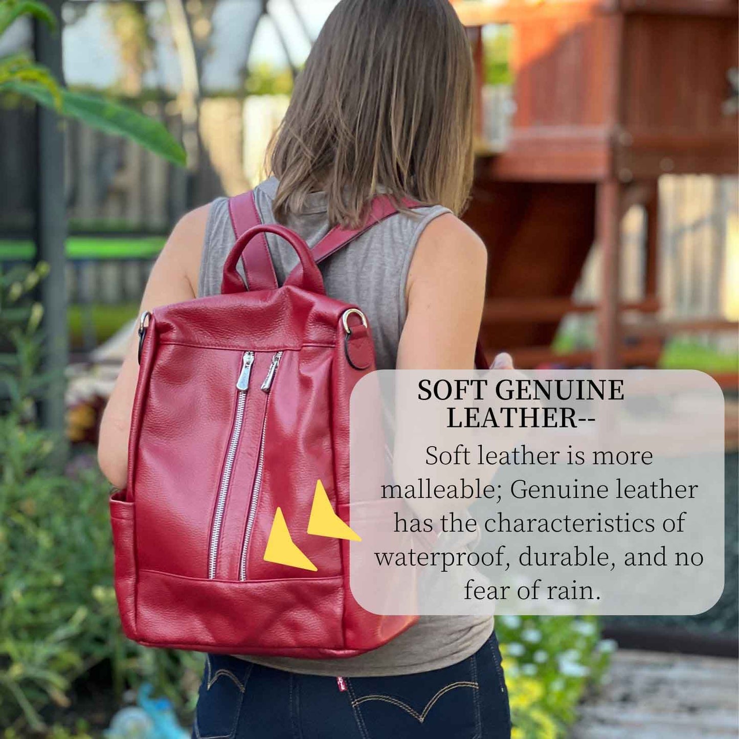 Anti-theft Soft Genuine Leather Backpack