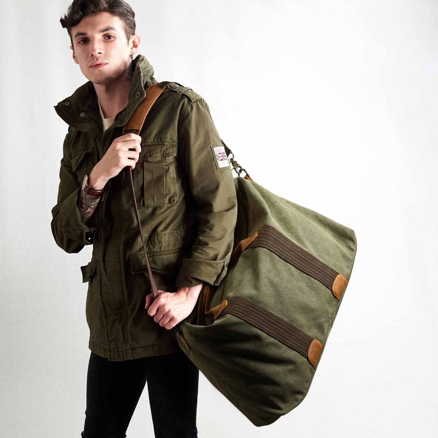 46L Canvas Carry On Travel Duffel Bag