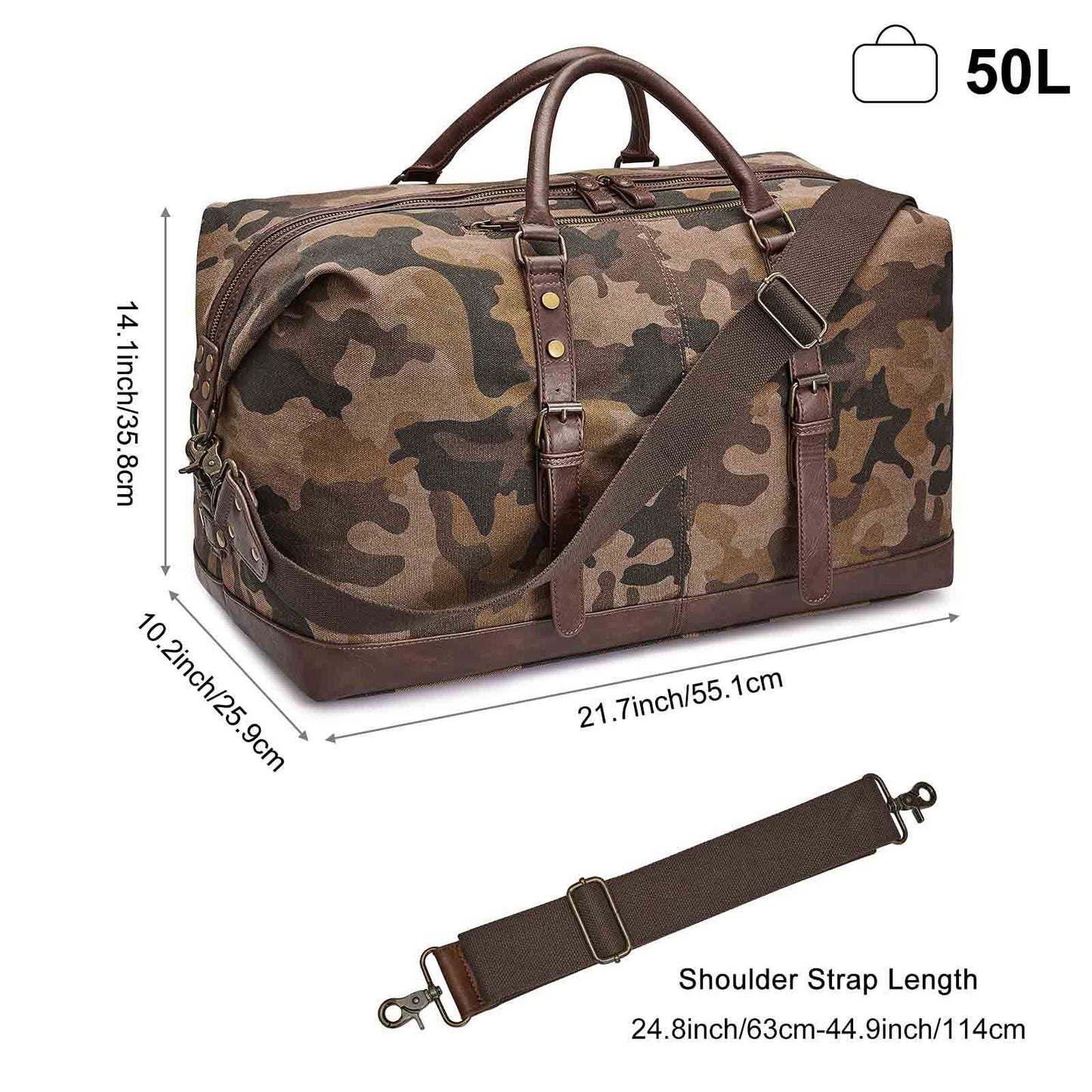 46L Canvas Camo Duffel Bag