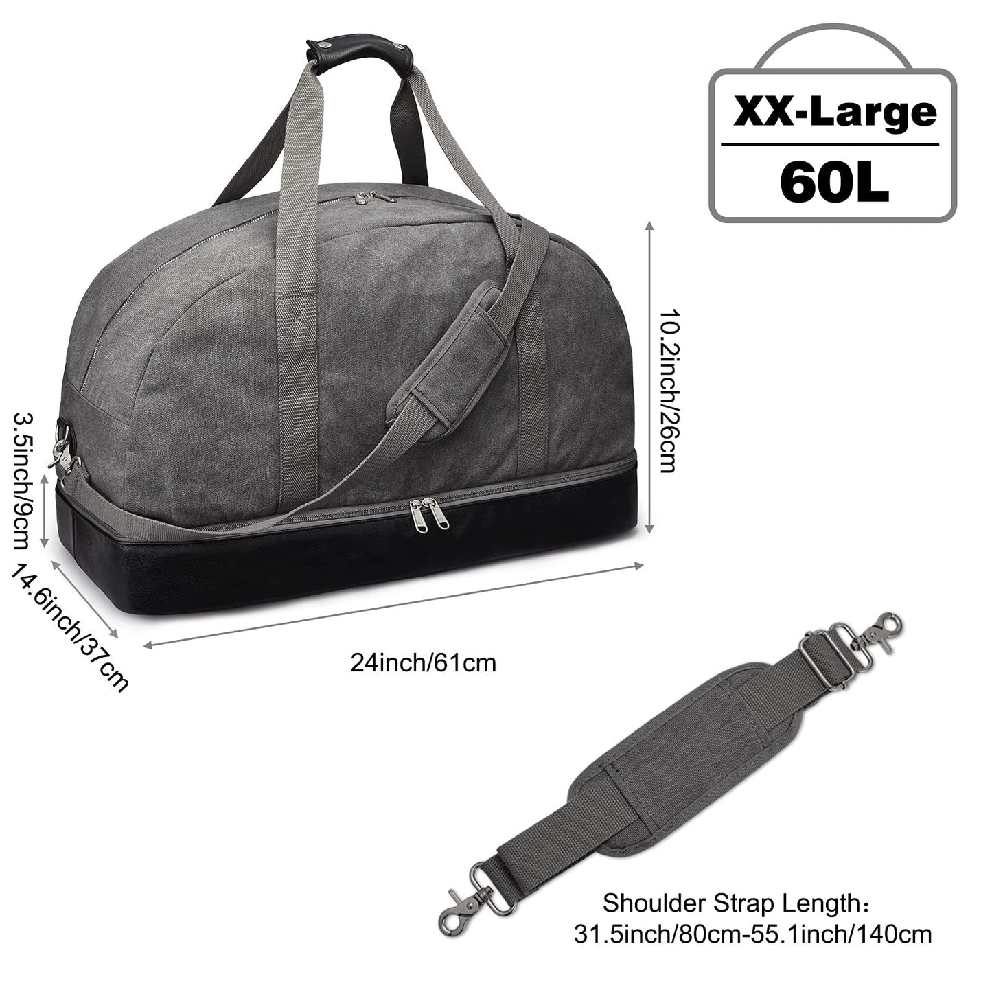 60L Canvas Duffel Bag