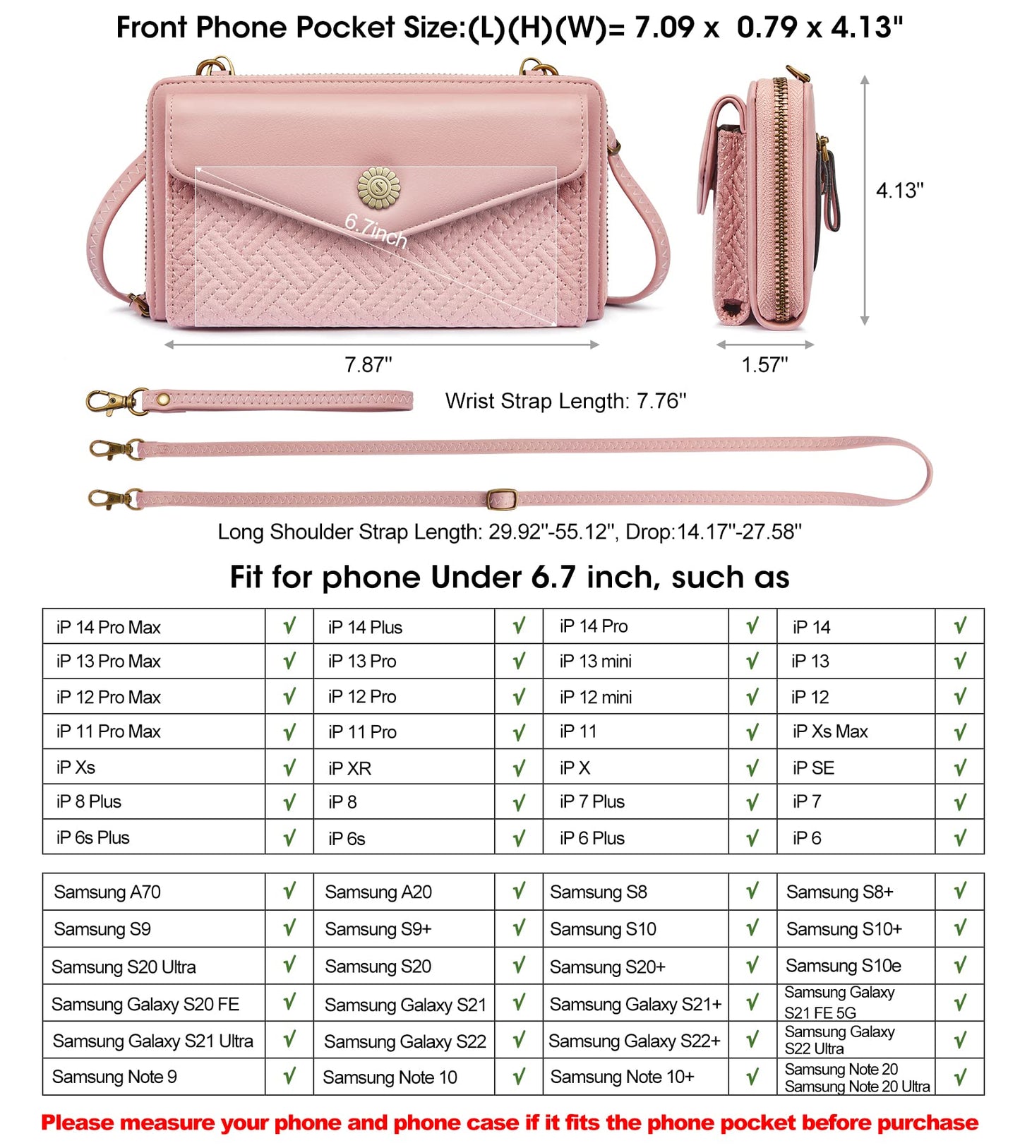 Crossbody Cell Phone Purse With RFID Blocking