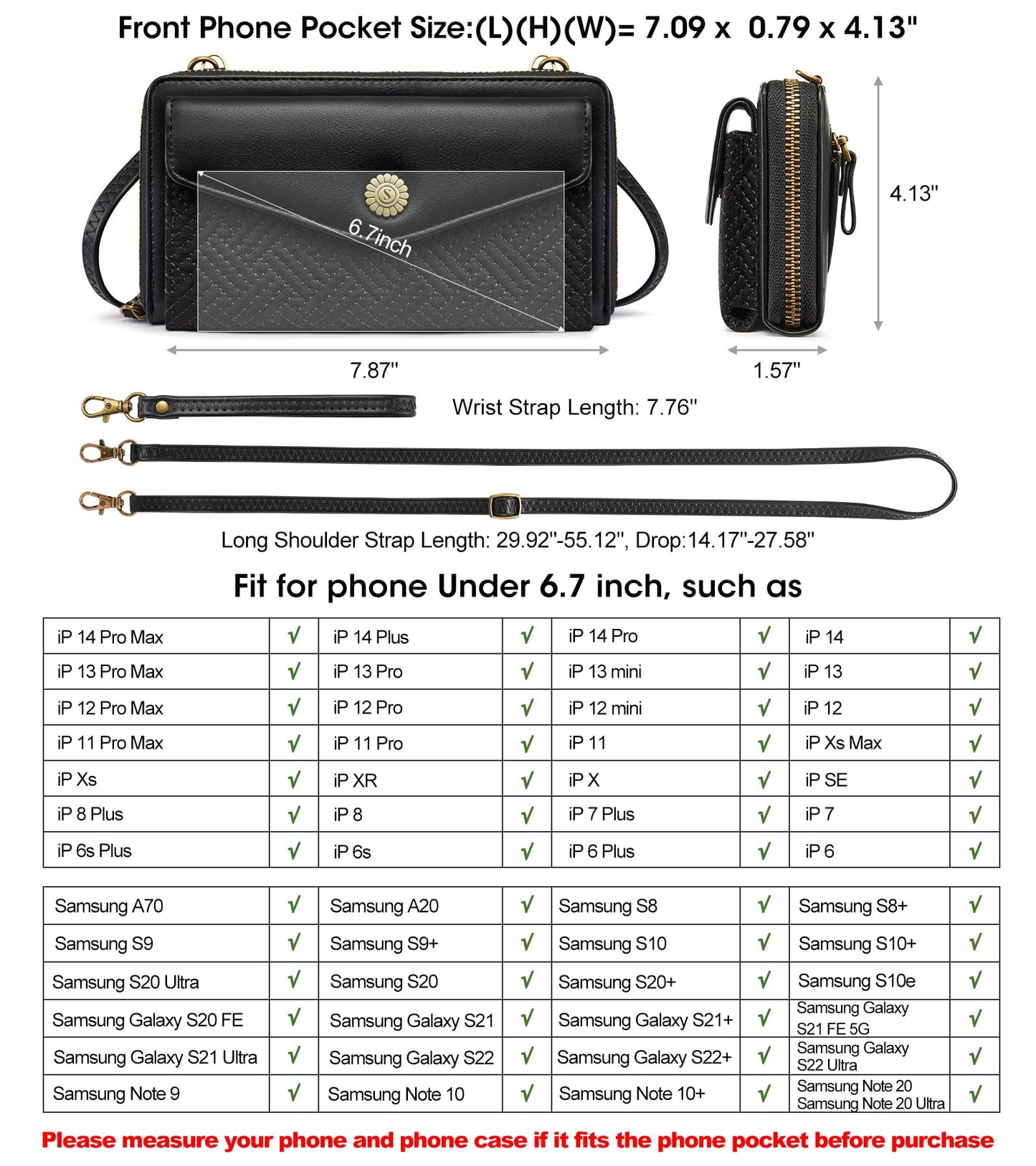 Crossbody Cell Phone Purse With RFID Blocking