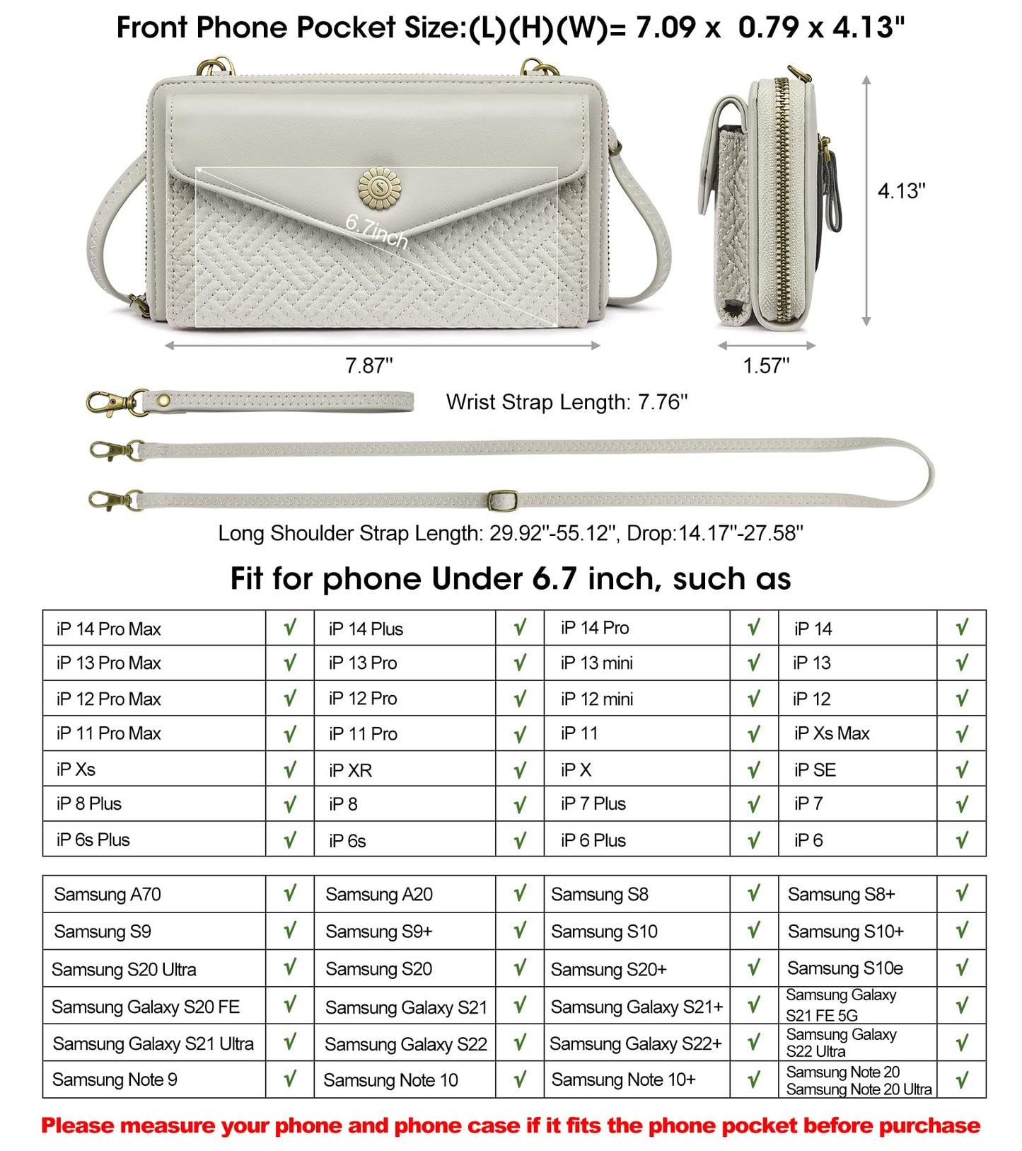 Crossbody Cell Phone Purse With RFID Blocking